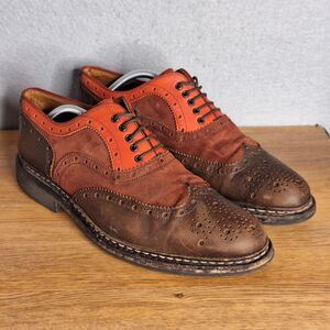 Heschung Design Owen Men’s UK 9 US 10 Red Leather Brogue Wingtip Oxford Shoes